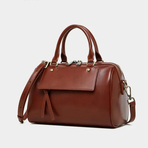 classic women’s brown leather handbag versatile shoulder and crossbody