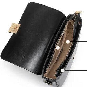 Fashion leather crossbody purse with zipper and clasp closure