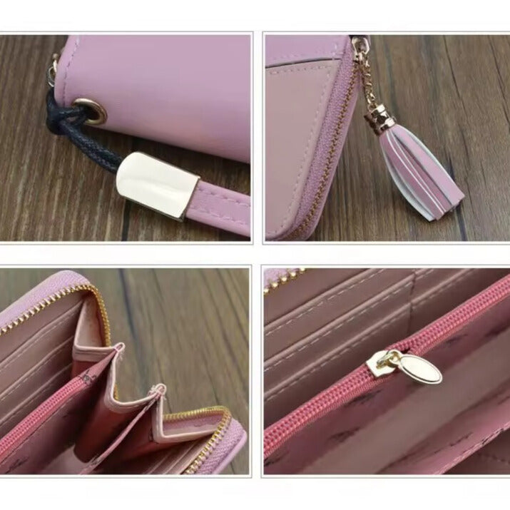 Women’s Continental Zip-Around Purse — PU Leather, Coin Pocket & Card Slots.