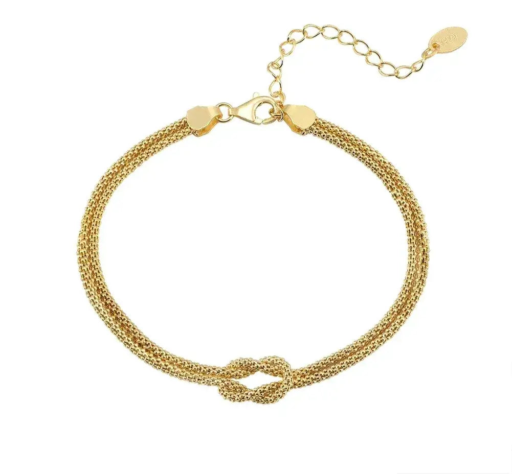 gold tone double layer popcorn chain bracelet