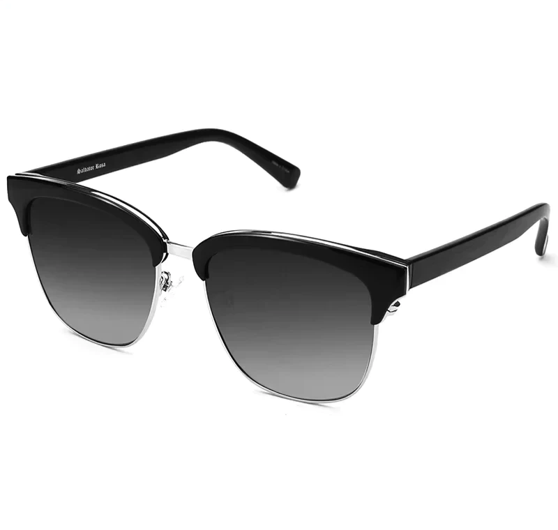 classic black half-frame polarised sunglasses for women with UV400 protection