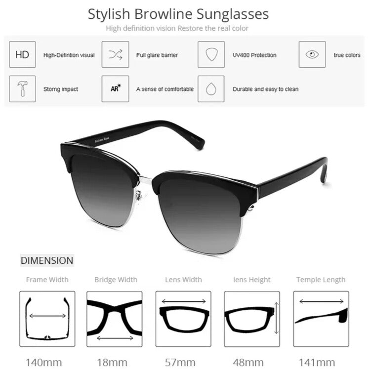  premium half-frame polarised sunglasses with UV400 eye protection