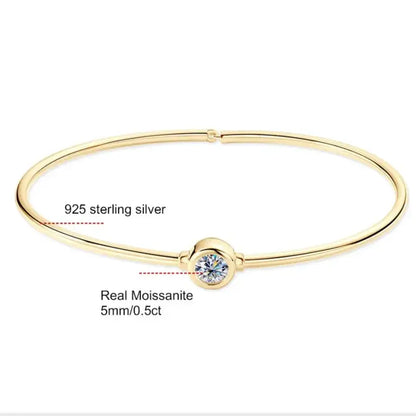 gold moissanite bangle close up details