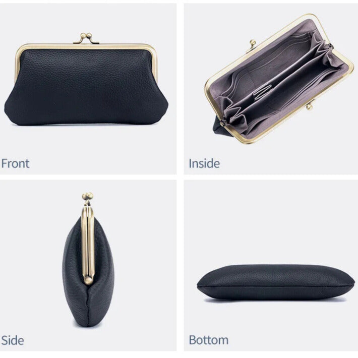 Elegant long leather wallet with phone holder