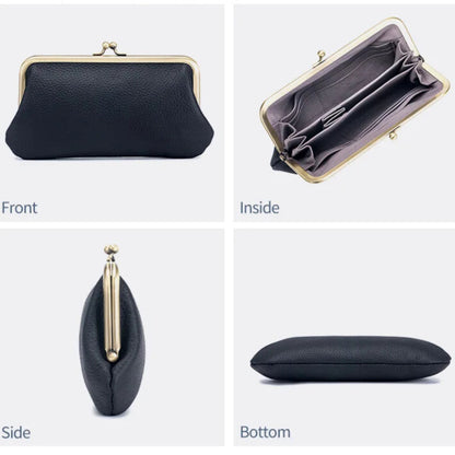 Elegant long leather wallet with phone holder