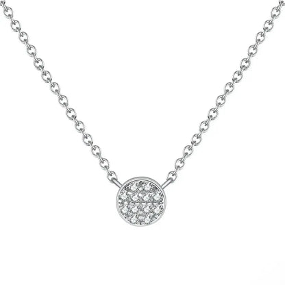 sterling silver round CZ pendant necklace on white background