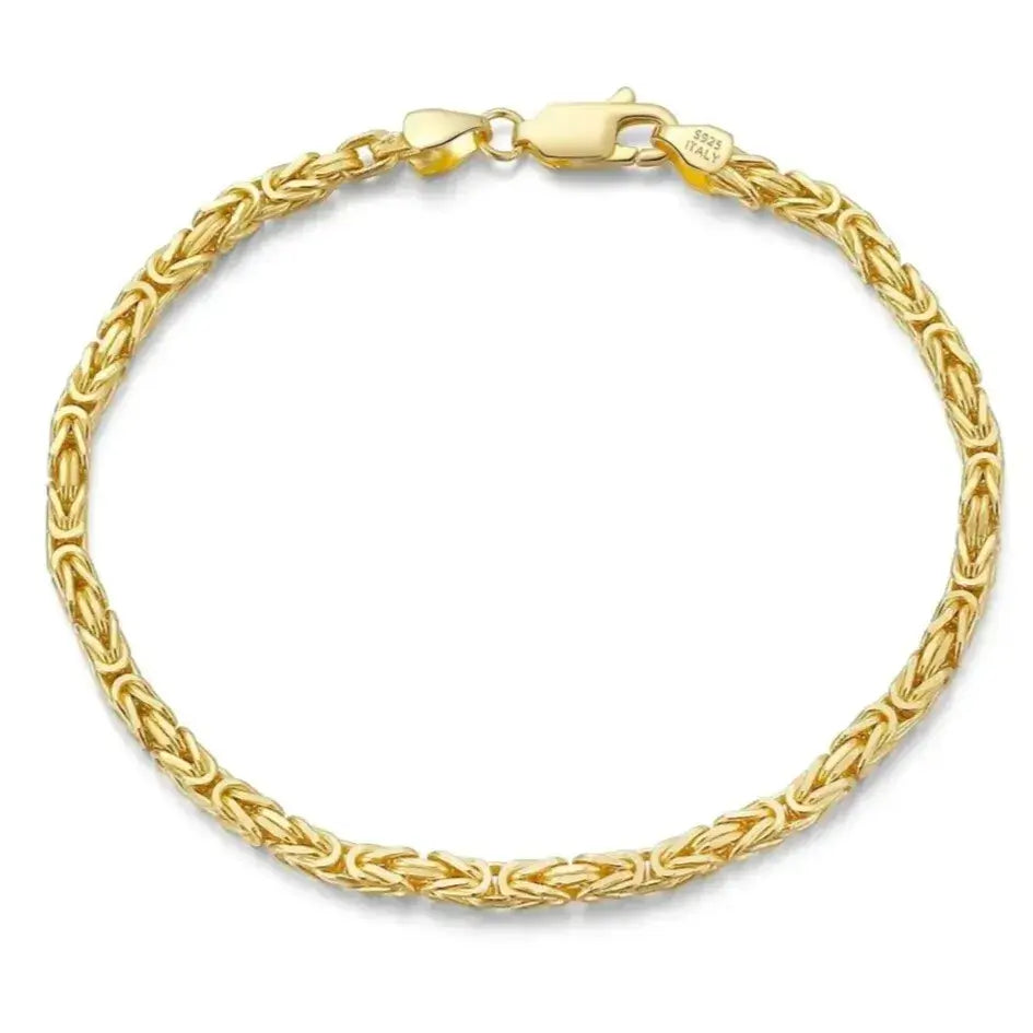 gold round byzantine bracelet displayed on a soft neutral background