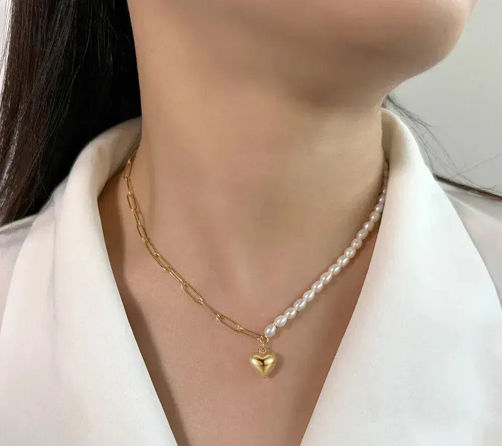 pearl pendant necklace on model
