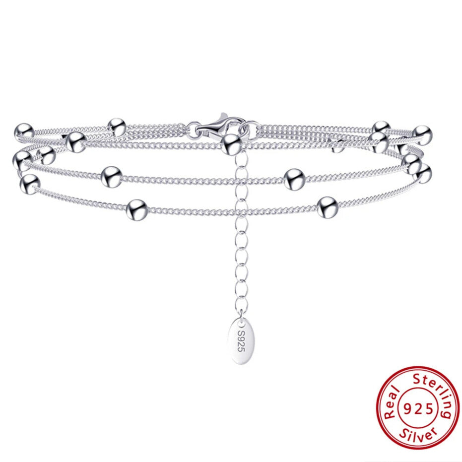 925 sterling silver triple layer bracelet hypoallergenic jewellery