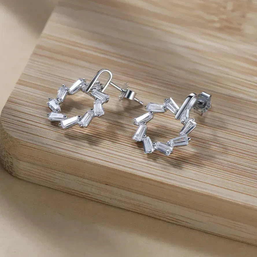 cubic zirconia round earrings light reflection