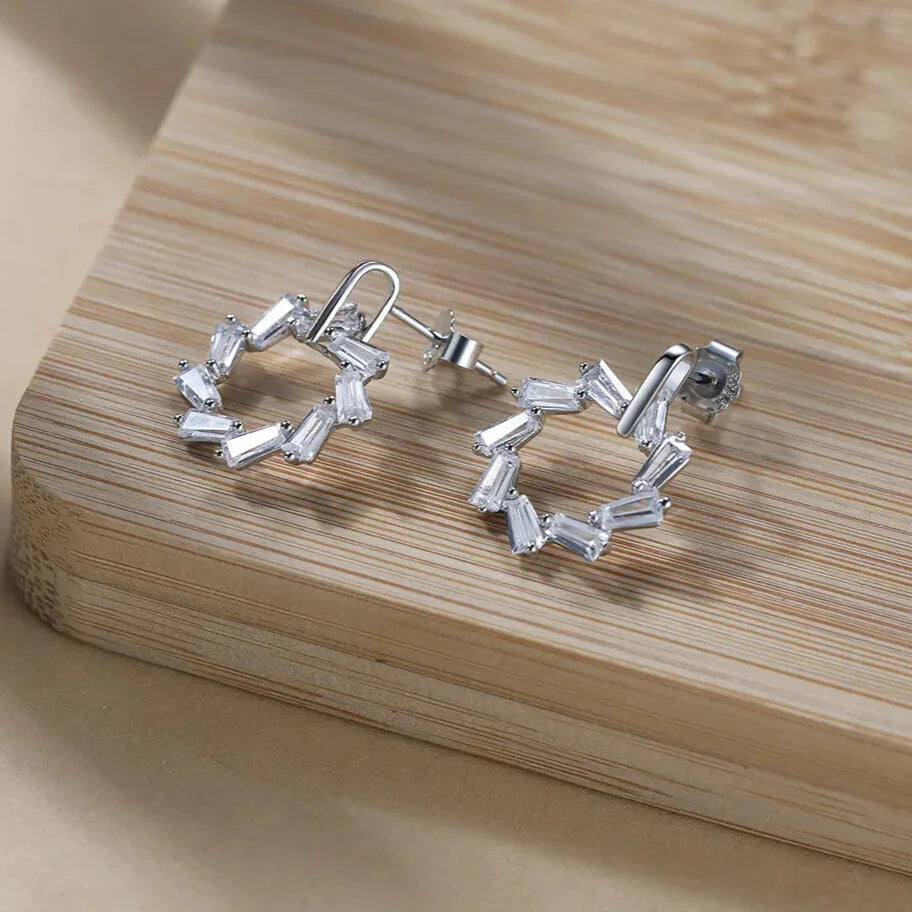 timeless square cubic zirconia drop earrings elegantia