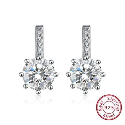 real silver wedding earrings with zircon