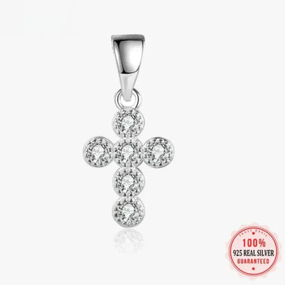 sterling silver cross pendant macro sparkle in real silver 925