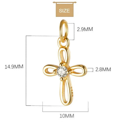 Size women’s fine silver cross pendant handmade DIY