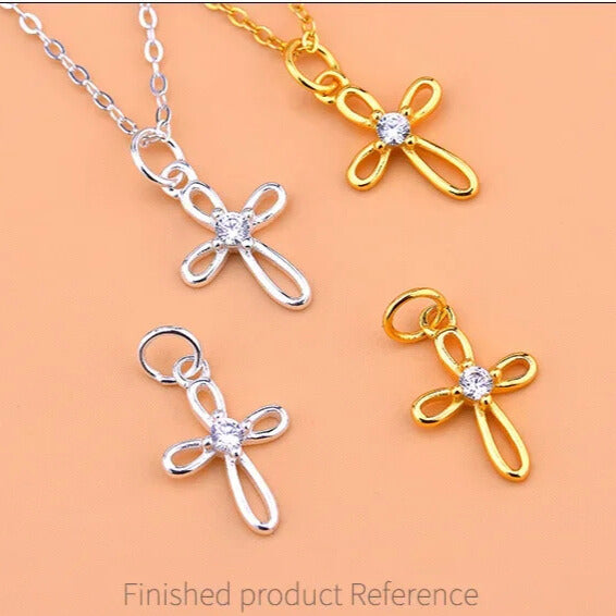 Elegantia 925 sterling silver gold cross pendant jewellery