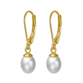 Freshwater Pearl Drop Dangle Earrings – 18K Gold Plated 925 Sterling Silver