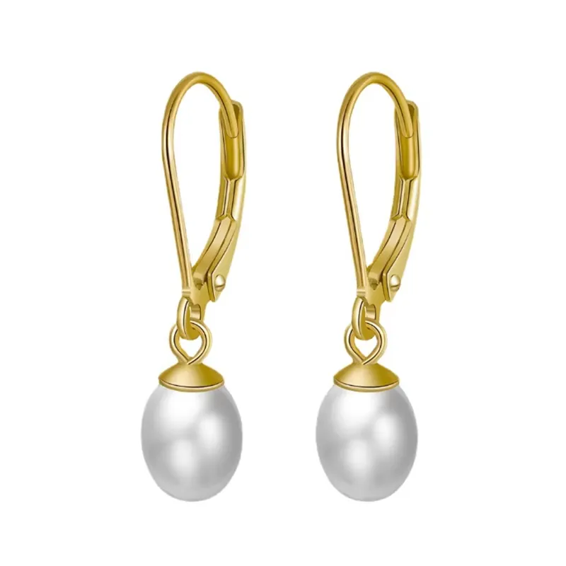 freshwater pearl drop dangle earrings 18k gold plated 925 sterling silver elegantia