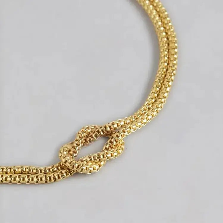 sterling silver gold finish double layer popcorn chain bracelet close up