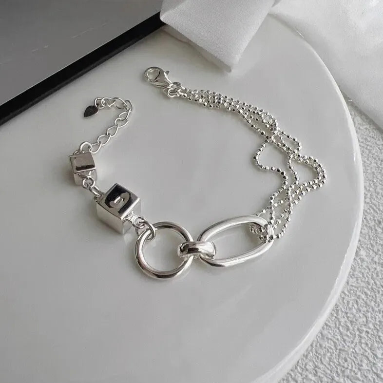 modern asymmetric 925 silver bracelet elegantia collection