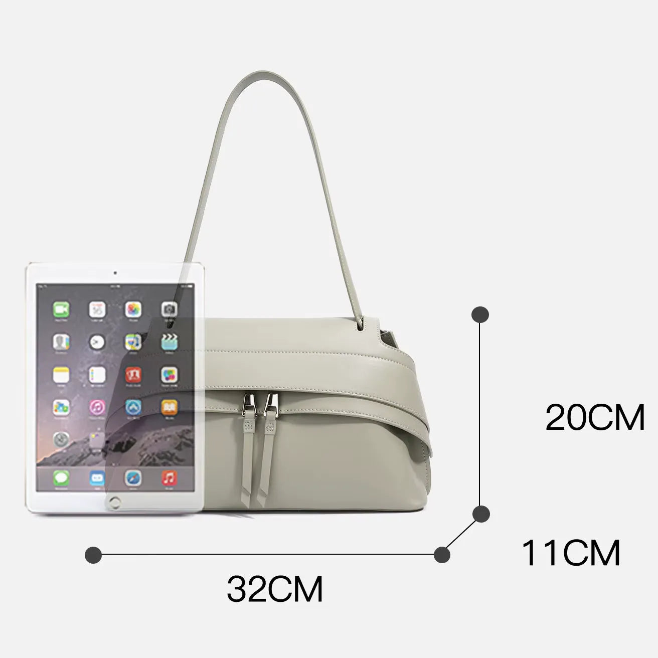 lightweight genuine leather handbag  elegantia size