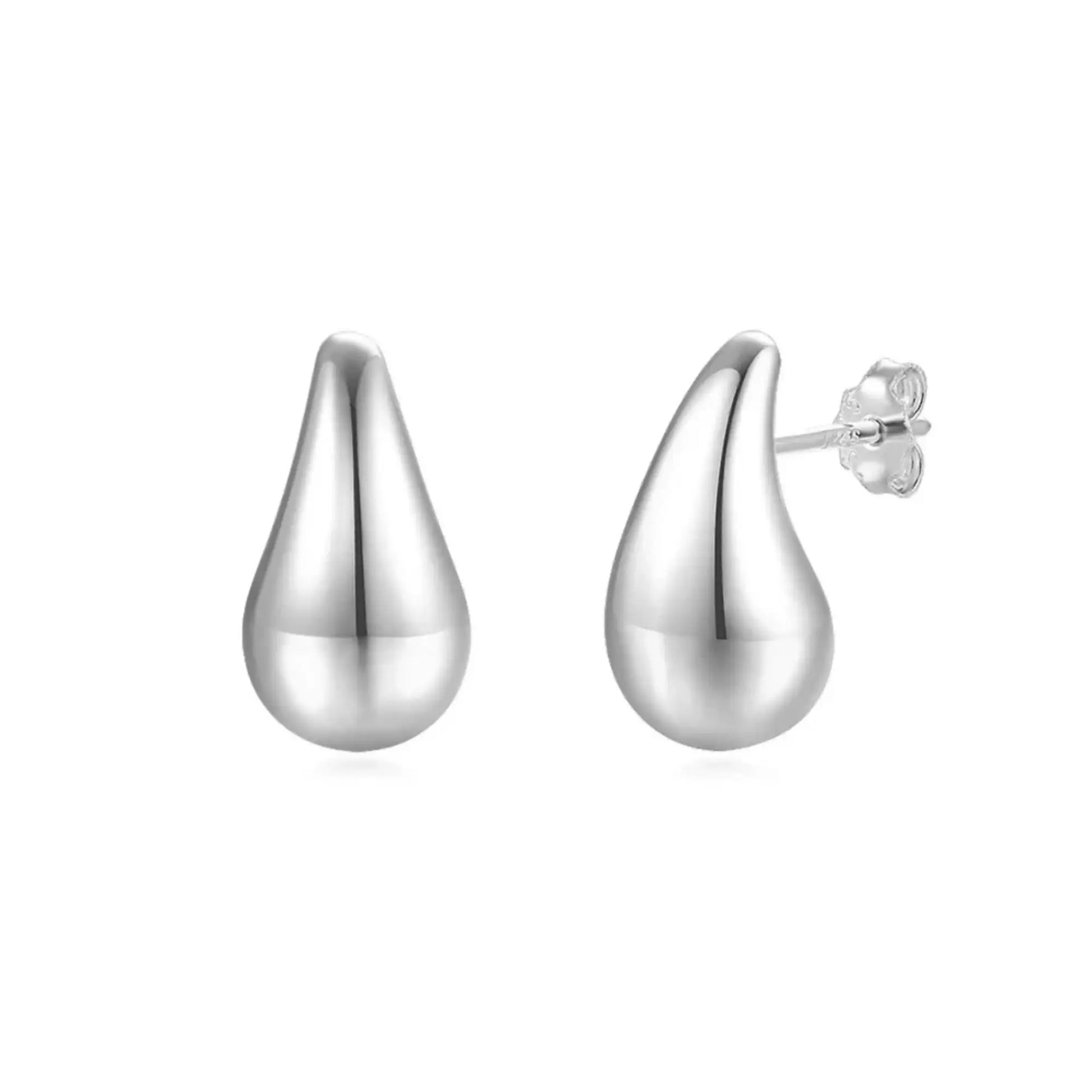 silver teardrop stud earrings in solid 925 sterling silver, minimalist jewellery