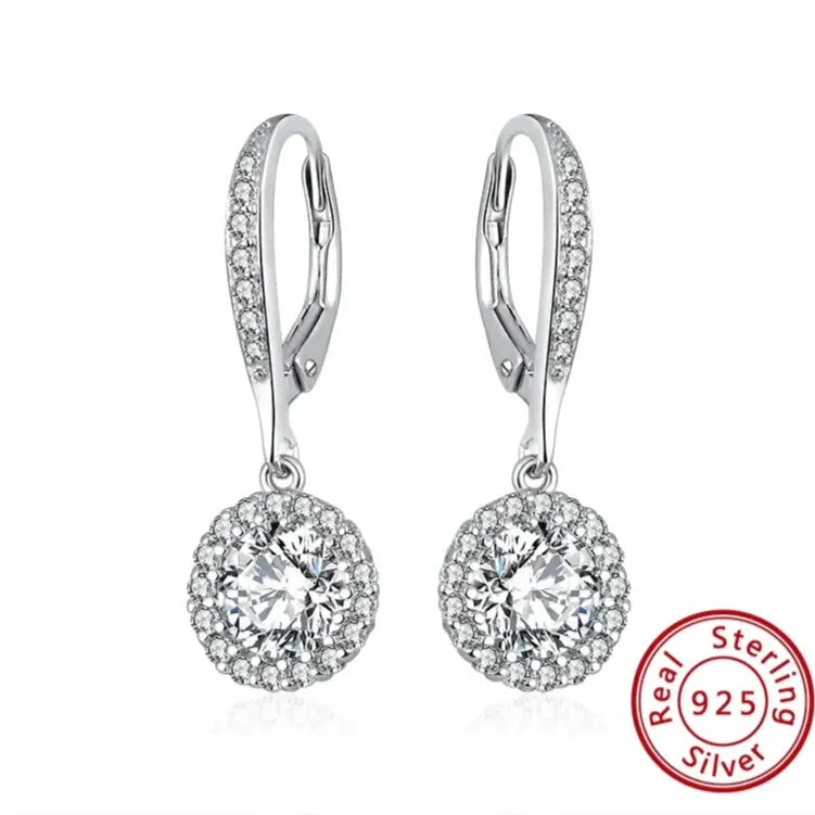long silver earrings for weddings and formal events