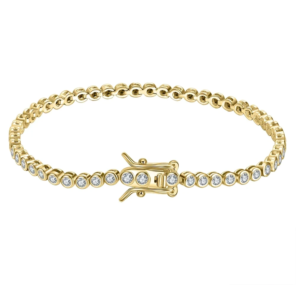 women’s tennis bracelet silver and gold plated 2mm