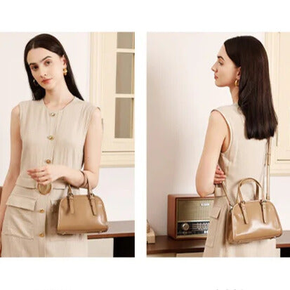 Luxury genuine leather crossbody handbag with adjustable strap