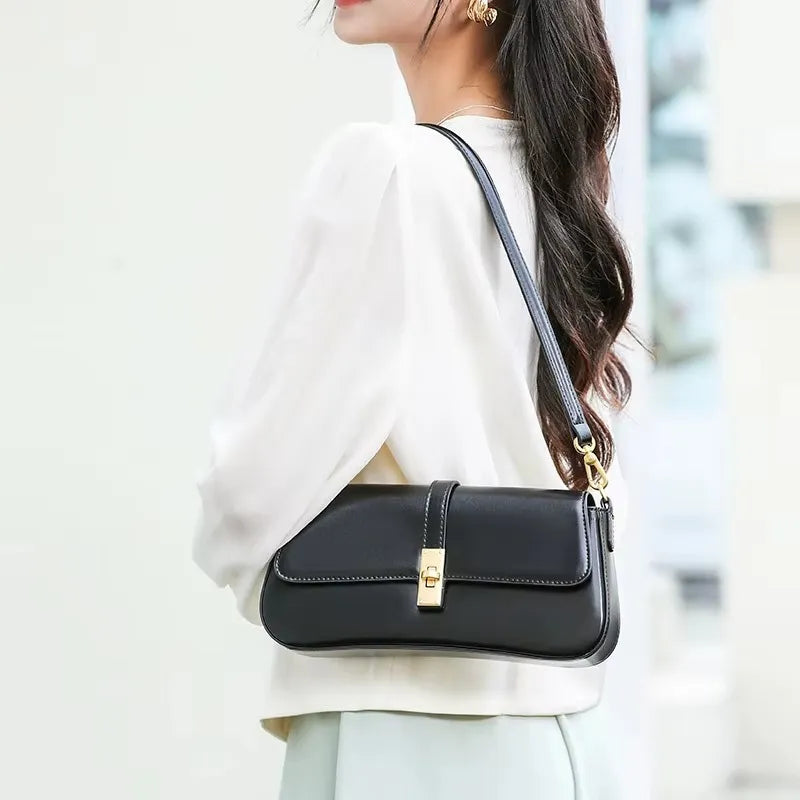 elise charming black leather crossbody tote bag