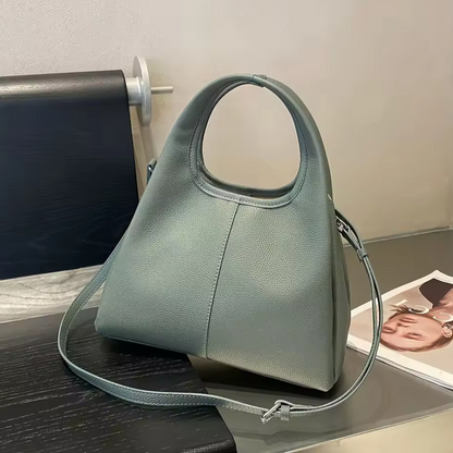 minimalist gray leather purse