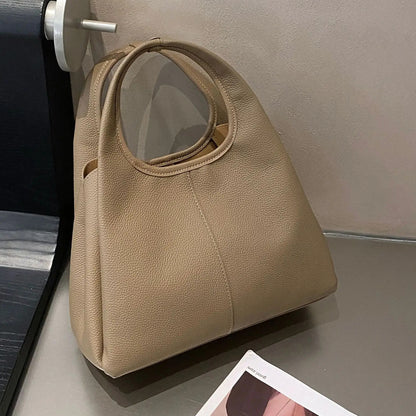 Vintage bucket style leather tote bag khaki