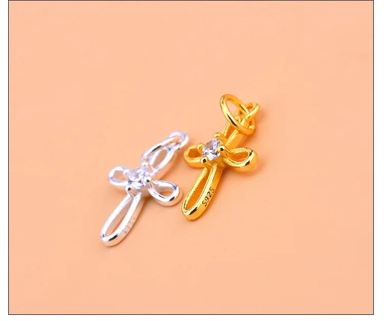 925 sterling silver gold CZ cross charm Elegantia jewellery