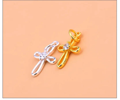 925 sterling silver gold CZ cross charm Elegantia jewellery