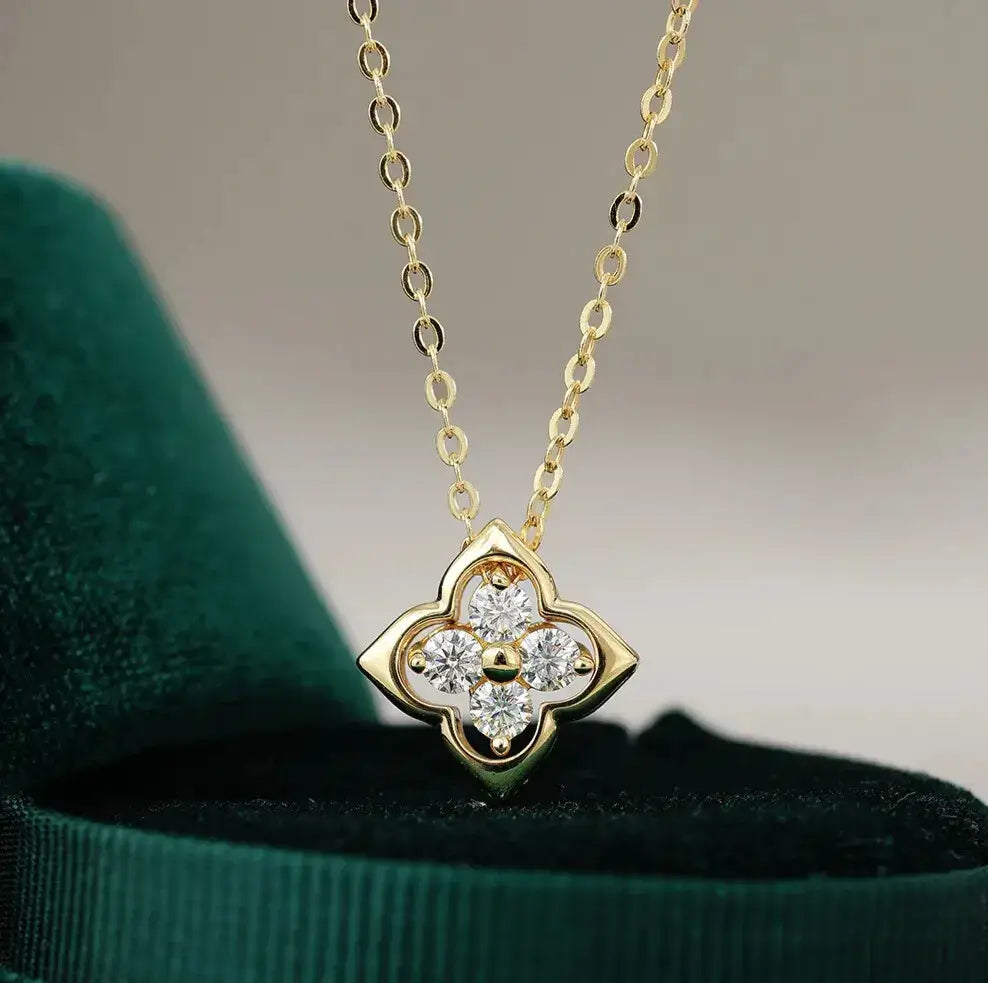 elegant moissanite clover necklace for everyday wear