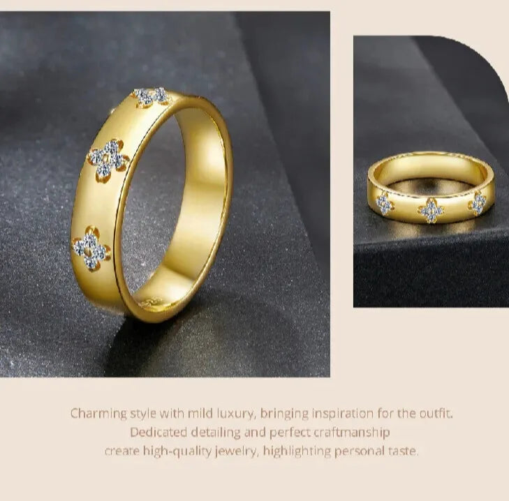 four leaf clover gold ring side angle