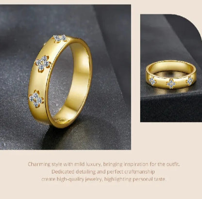 four leaf clover gold ring side angle