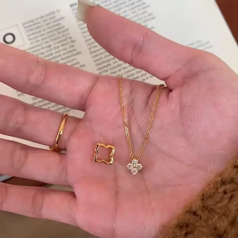 gold plated sterling silver necklace with moissanite sparkle