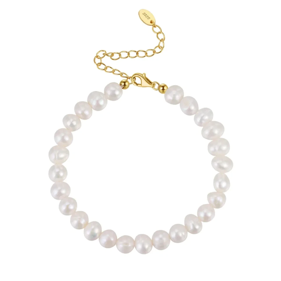 freshwater pearl bracelet sterling silver gold clasp Elegantia
