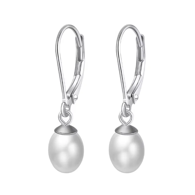 freshwater pearl drop dangle earrings 925 sterling silver elegantia