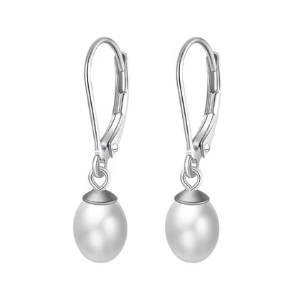 freshwater pearl drop dangle earrings 925 sterling silver elegantia
