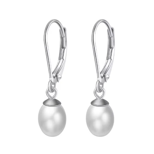 freshwater pearl drop dangle earrings 925 sterling silver elegantia