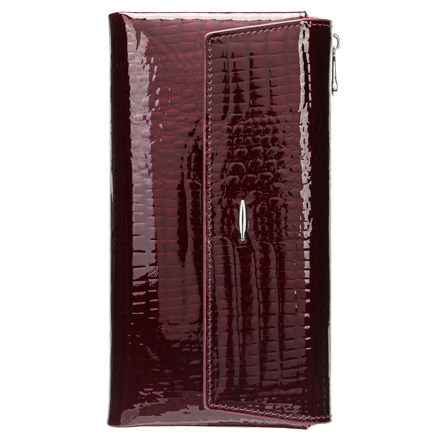 Luxury long brown leather wallet cowhide clutch