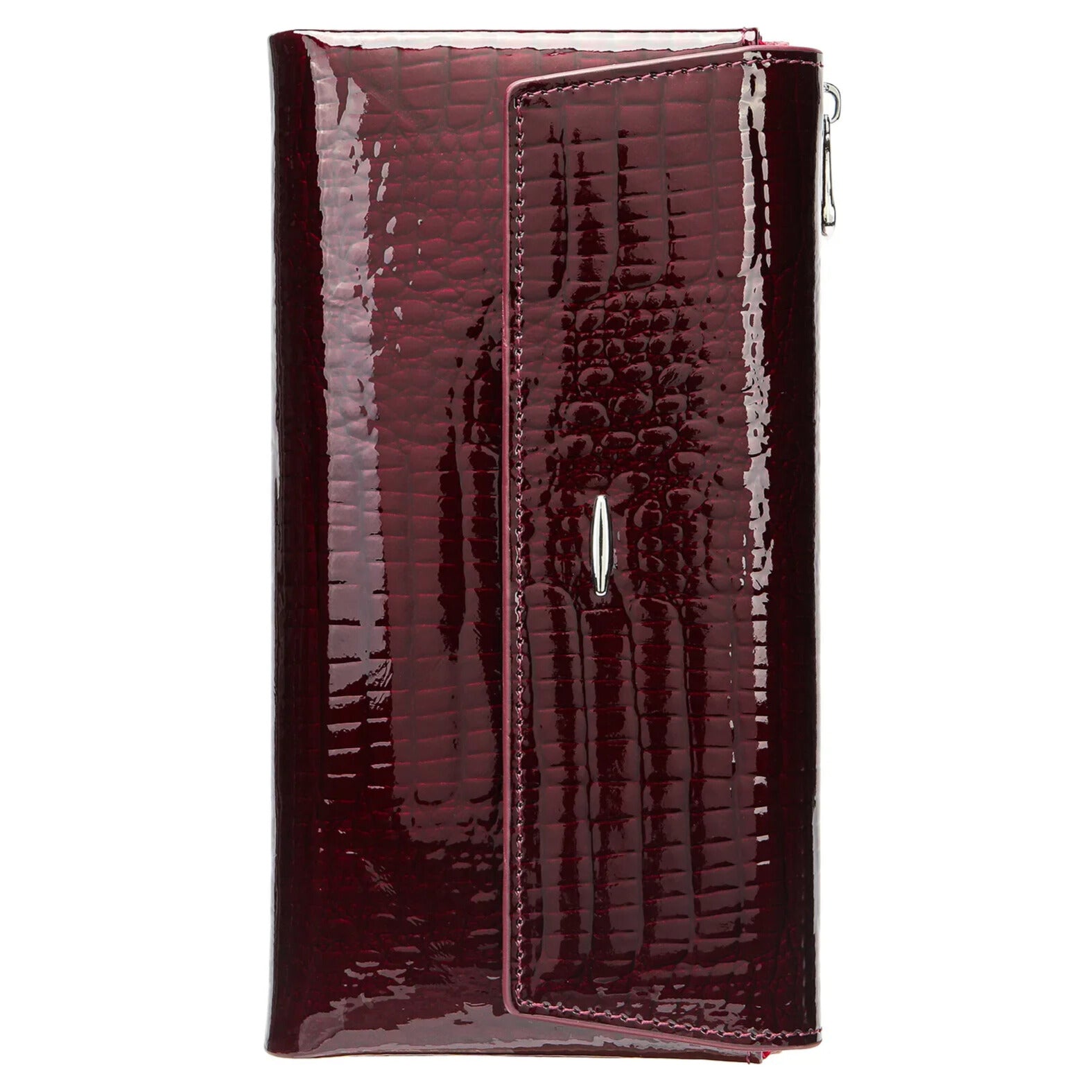 Luxury long brown leather wallet cowhide clutch