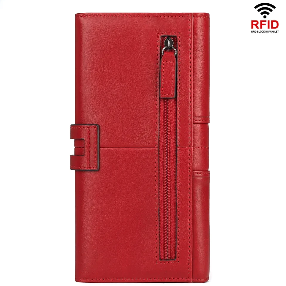 Women’s RFID leather wallet with secure closure