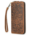 Genuine Leather Retro Long Wallet – Zip Cowhide Purse with Card Holder