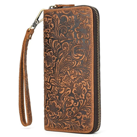 Retro cowhide purse with card holder Elegantia