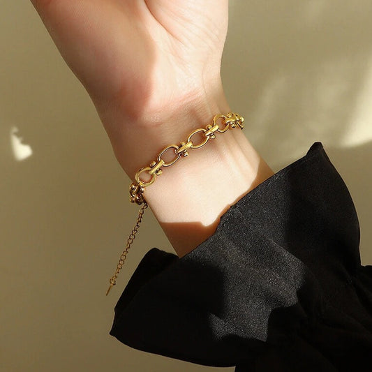 women’s stainless steel gold bracelet statement