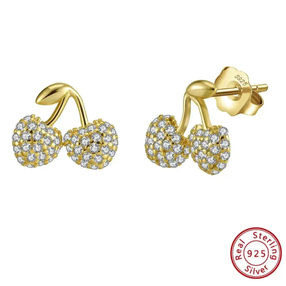 cherry earrings sparkle macro shot