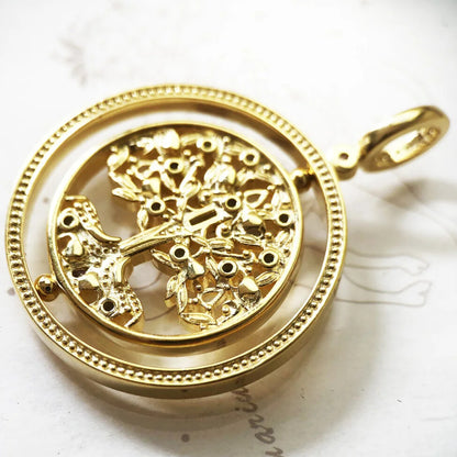 Gold-tone 925 sterling silver colourful tree of life pendant back view