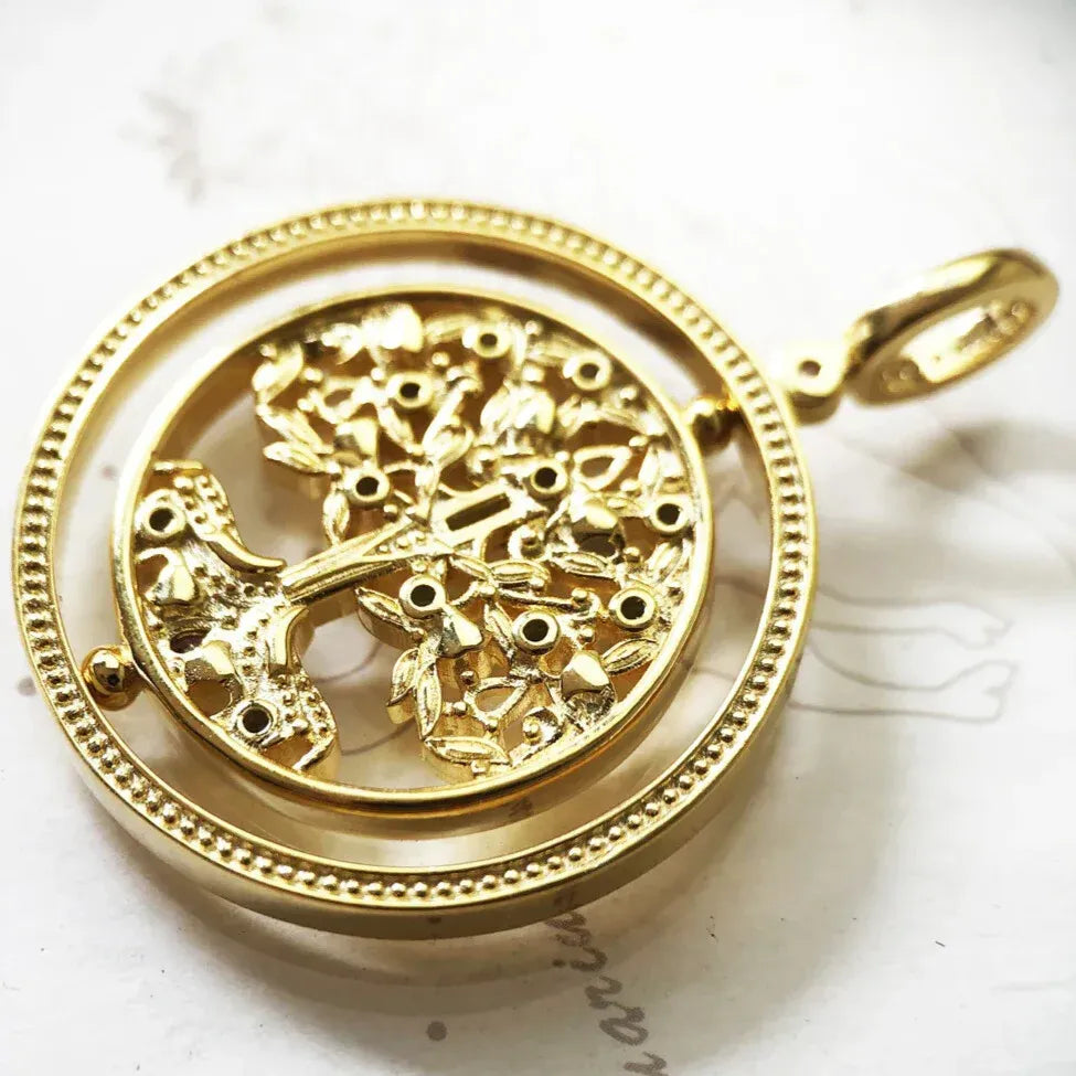 gold Tree of Life pendant symbolising harmony and balance back view